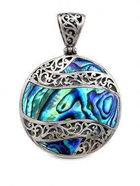 Abalone Wavy Circular Pendant